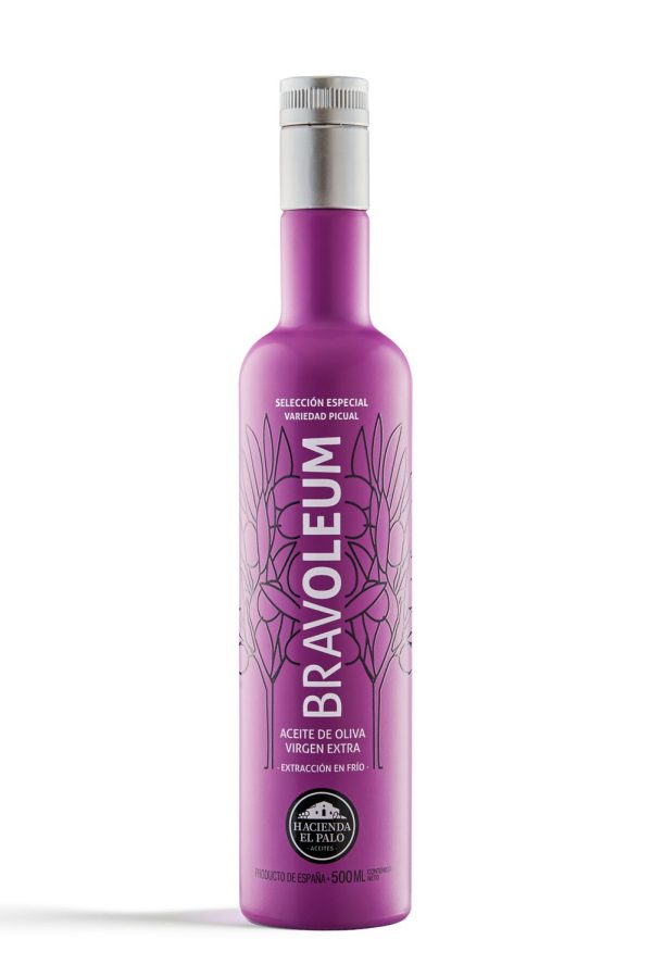 Aceite de oliva virgen extra Bravoleum Picual 500 ml, AOVE premium de Jaén, frutado verde e intenso.