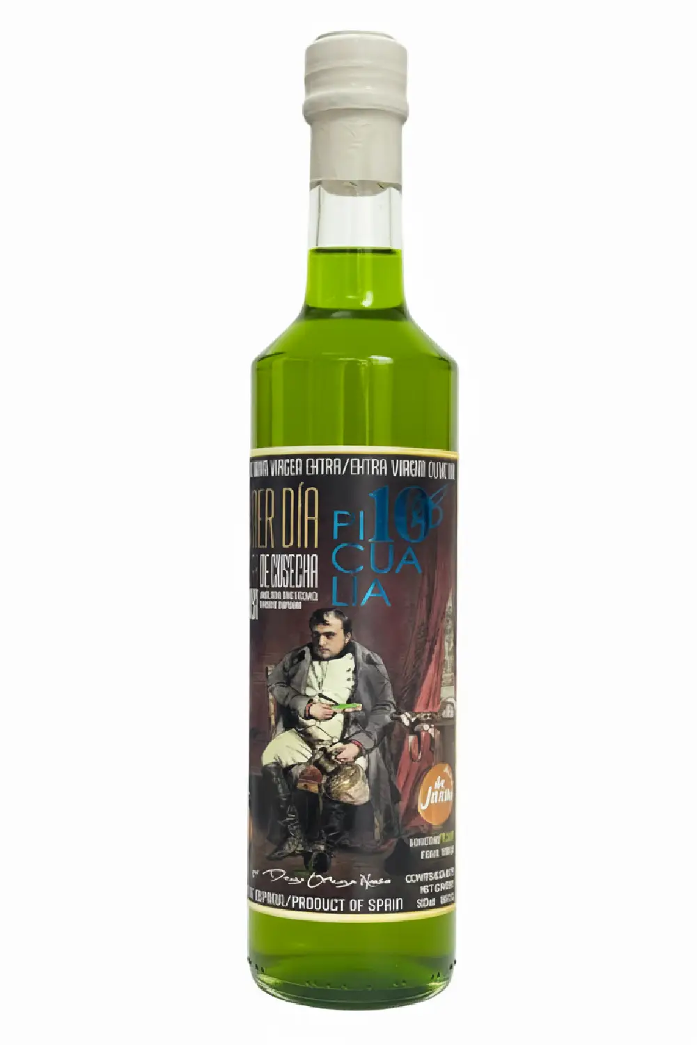 Aceite de oliva virgen extra Picualia Primer Día de Cosecha, AOVE Picual de Jaén, verde intenso y equilibrado, edición limitada.