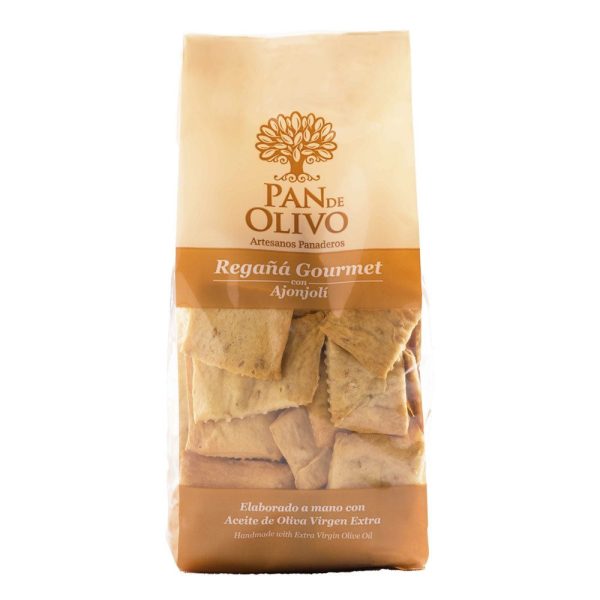 Regañá Gourmet Sésamo (Ajonjolí) Pan de Olivo, crujiente y con el toque tostado del ajonjolí.