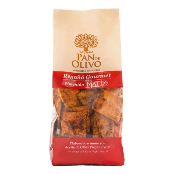 Regañá de Aceite de Oliva y Pimentón Pan de Olivo, crujiente y con un intenso sabor mediterráneo.