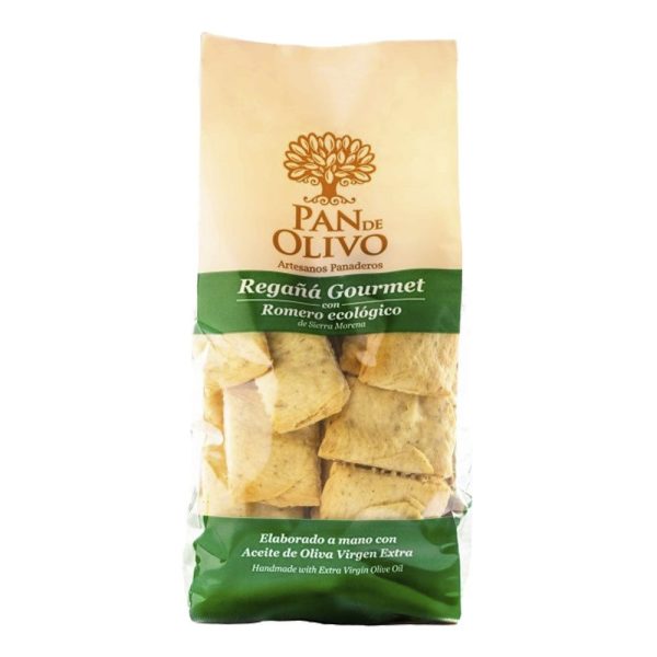 Regañá de Aceite de Oliva y Romero Pan de Olivo, snack tradicional andaluz con AOVE y hierbas aromáticas.