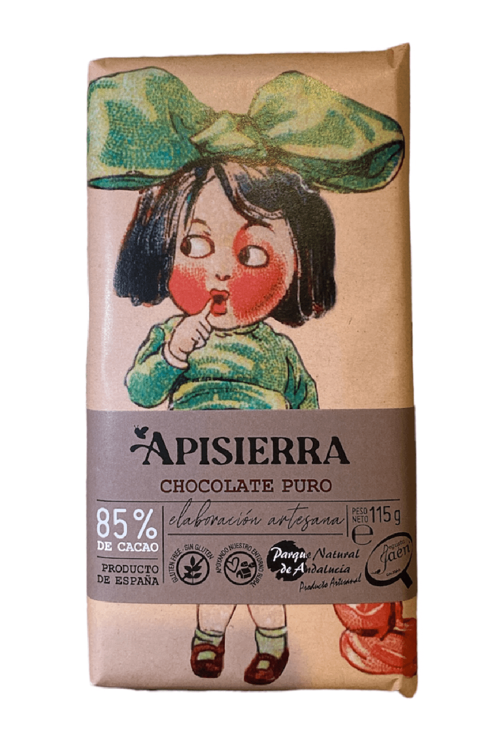 Chocolate puro 85% Apisierra Tableta de Chocolate Puro 85% Apisierra con alto contenido de cacao y bajo en azúcar.