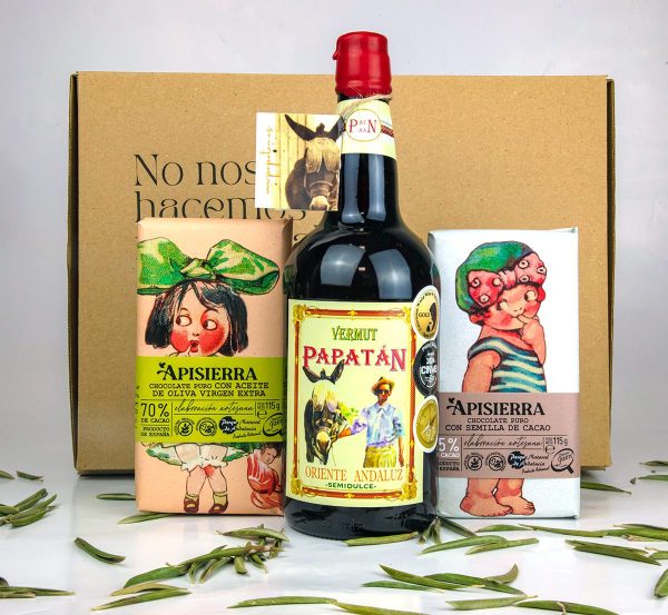 Caja Regalo Vermut y Chocolate con vermut premium y chocolates artesanales, una combinación gourmet para disfrutar de sabores únicos.