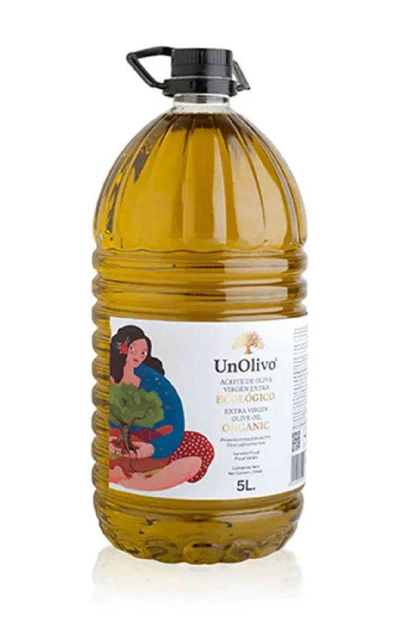 Aceite de oliva virgen extra ecológico UnOlivo 5 litros, frutado maduro y equilibrado.